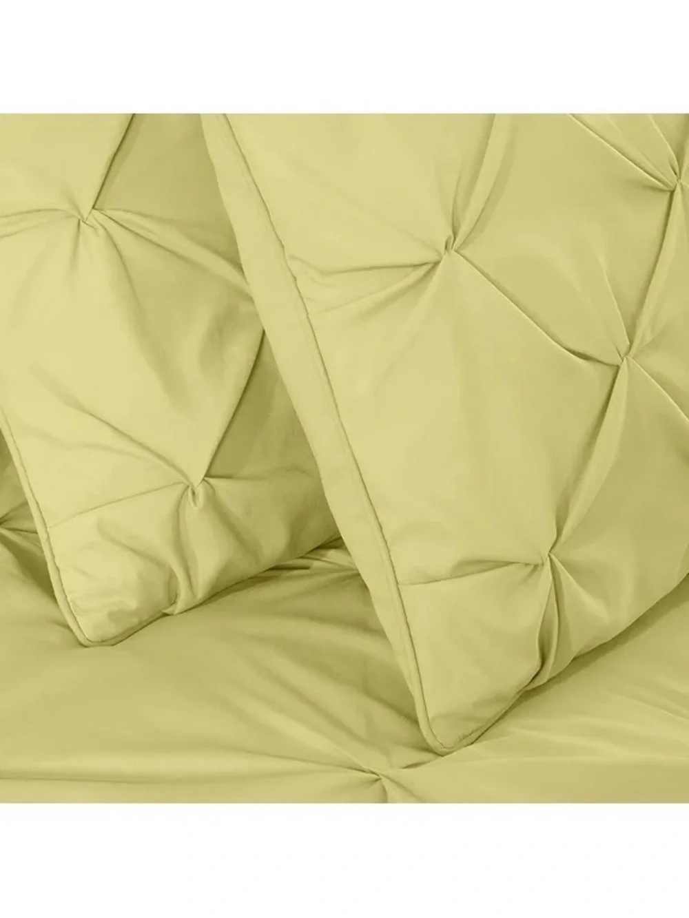Pastel yellow queen 3 piece Pintuck Comforter Set